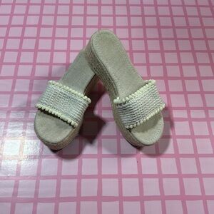 Elegant Cream Woven Platform Sandals